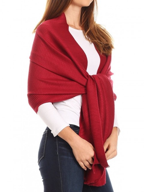 Cara Pleated Crinkle Soft and Warm Shawl/ Wrap/ Stole - Burgundy ...