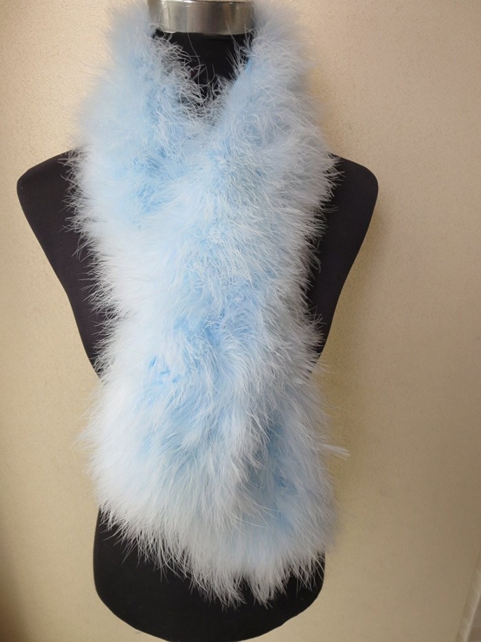 Real Ostrich Feather Fur Scarf Warm fluffy - Light Blue - CJ185UKRIWY