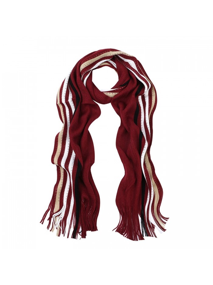 Classic Premium Unisex Striped Winter Knit Fringe Scarf - Different Colors - V6 - CX127NGB60X