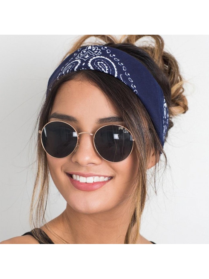 Women Fashion Bandana Scarf Square Head Scarf Female Bandanas Headwear Navy Cw12lhawl77 