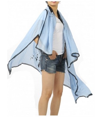 Platonic Love Large Silk Square Scarf- Soft Lightweight Shawl- Blue Women Beach Coverup 56X54" - Light Blue - C818076XS2M