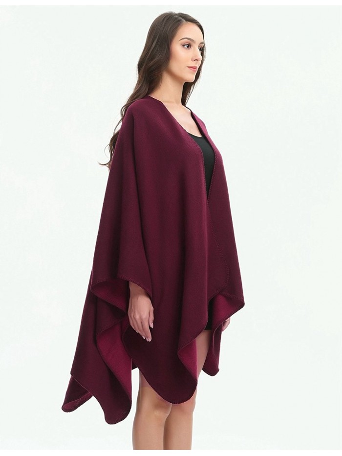 Elegant Open Front Thick Poncho Cape Knit Warm Shawl Wrap for Women ...