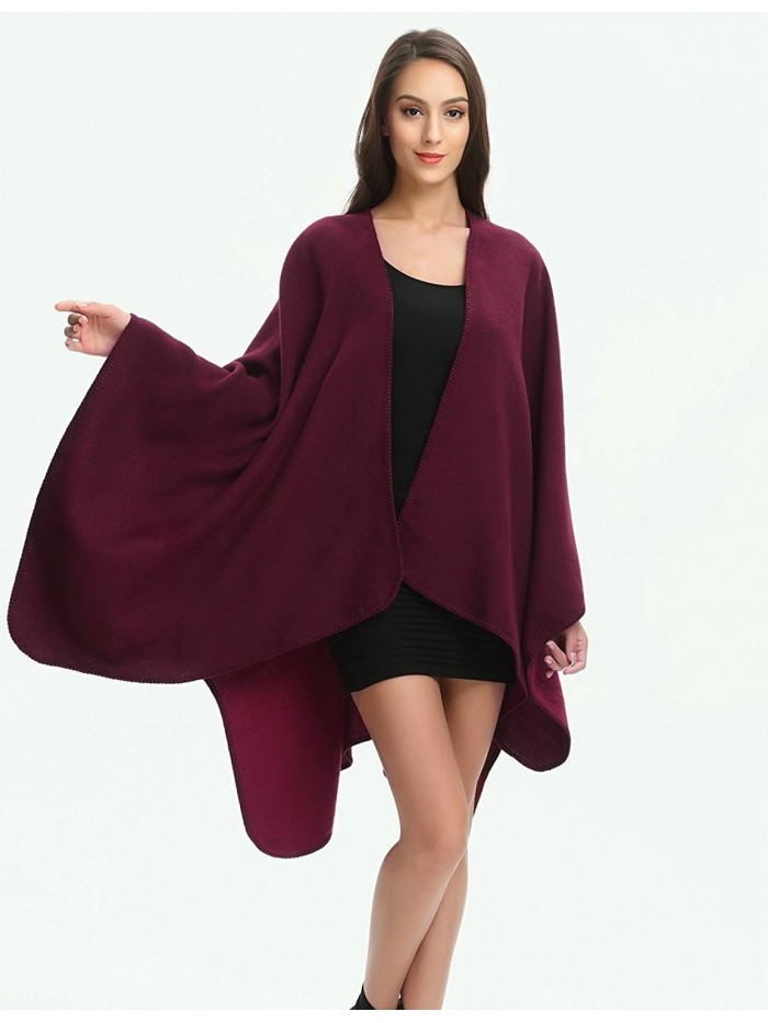 Elegant Open Front Thick Poncho Cape Knit Warm Shawl Wrap for Women ...