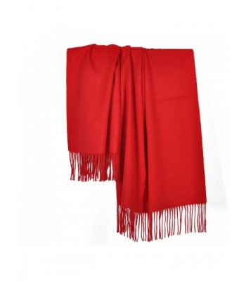 Sherry007 Women's Extra Large 78"x27" Cashmere Wool Blend Tassels Winter Blanket Scarf Shawl Wrap - Red - C912KHFOD4N