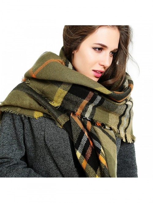 Women Stylish Blanket Plaid Scarf Oversized Checked Shawls Wrap Shawl ...