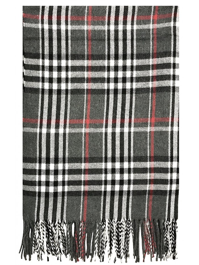 Womens Oversized Plaid Scarf Cashmere Feel Made In Italy - Charcoal ...