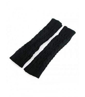GUAngqi Women's Crochet Long Fingerless Gloves with Thumb Hole - Black ...