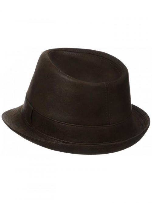 Men's Faux Ultra-Suede Leather Fedora with Satin Lining - Distressed ...