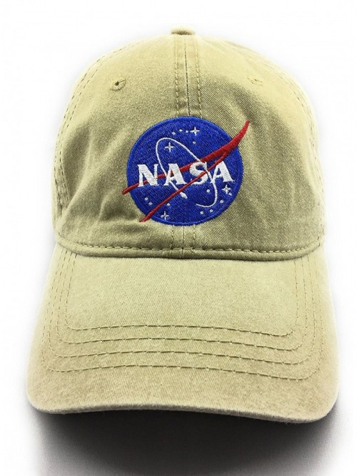 NASA MEATBALL LOGO EMBROIDERED WASHED SPACE DAD CAP - Khaki - CB1856UTITD