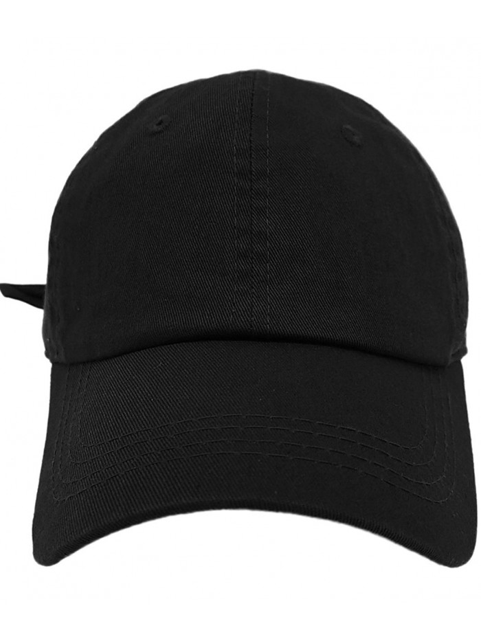 Classic Washed Cotton Baseball Dad Hat Cap Iron Buckle Strap - Black ...