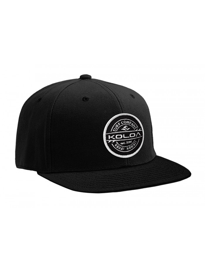 Koloa Surf Thruster Patch Logo Solid Snapback Hats - Black - C617YI0DR0K