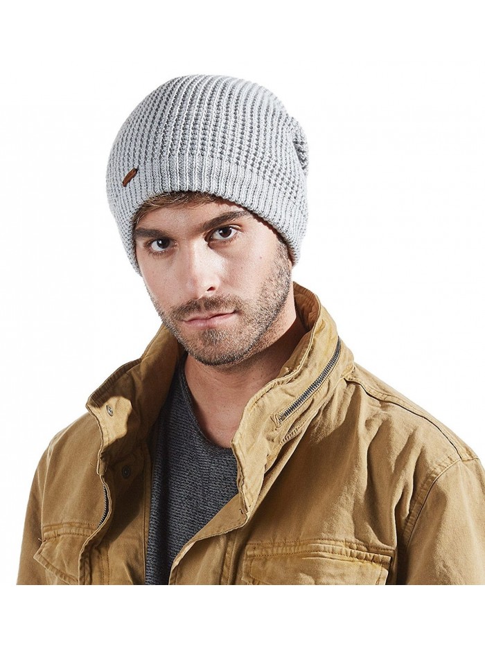 Merino Wool Slouchy Beanie-Mens&Womens Long Winter Hat Mesh Knit Cap ...