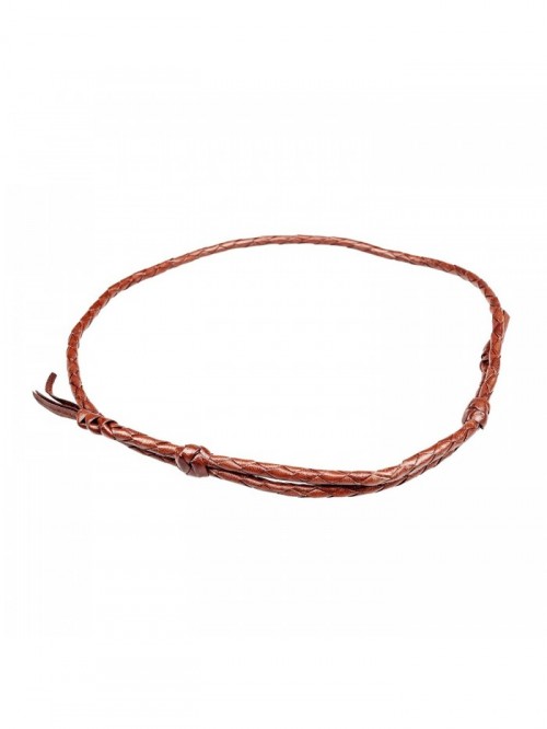 Single Round Kangaroo Braided Leather Hat Band - Tan - CZ1206TJJMV