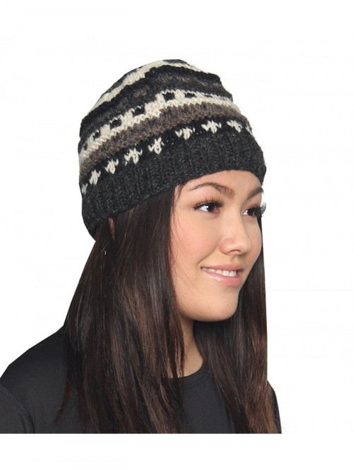 KayJayStyles Nepal Hand Knit Beanie Skull Ski Wool Fleeced Hat ...