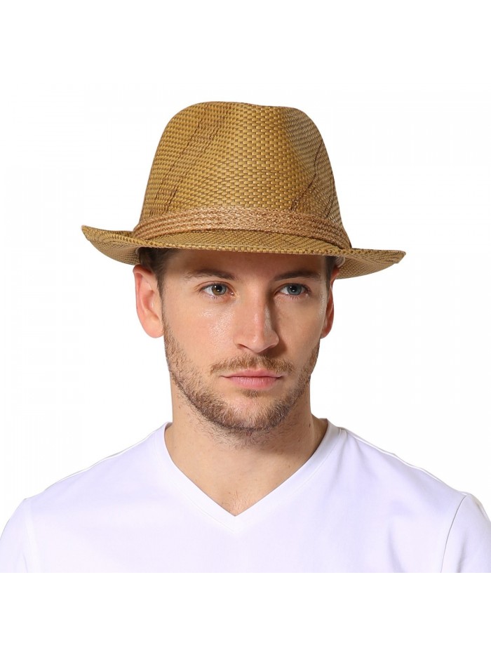 Fedora Paper Straw Hat Short Brim Panama Hats Unisex Trilby Gangster ...