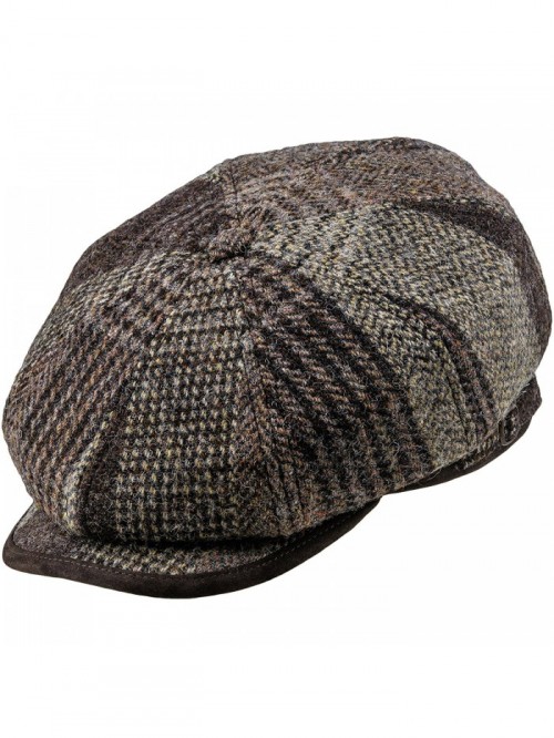 Harris Tweed 8 Panel Gatsby Classic Flat Cap - Brown - CD12B6KGDUF