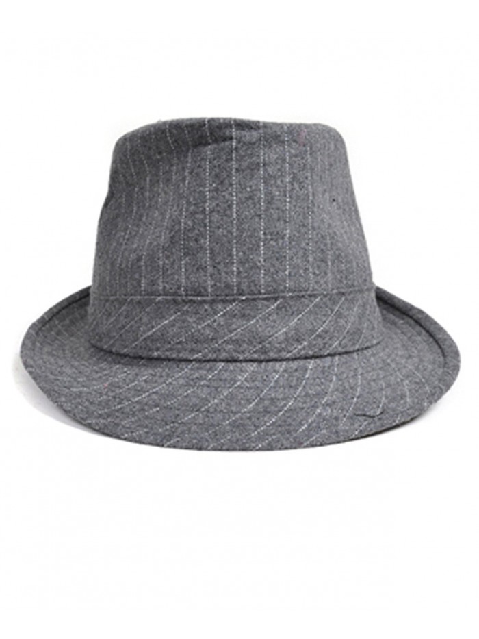 Classic Pinstripe Nylon Fedora Hat - Gray - CW116AT0PVF