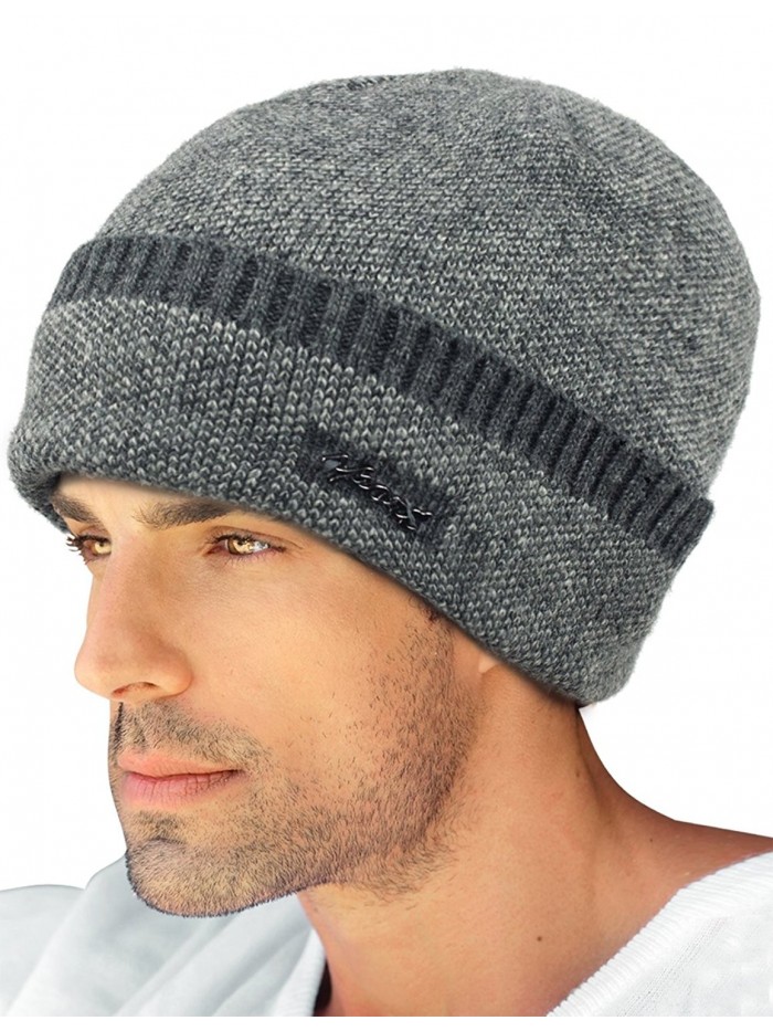 Men's Wool Blend Knit Beanie Hat - Super Soft & Warm Velour Lined ...