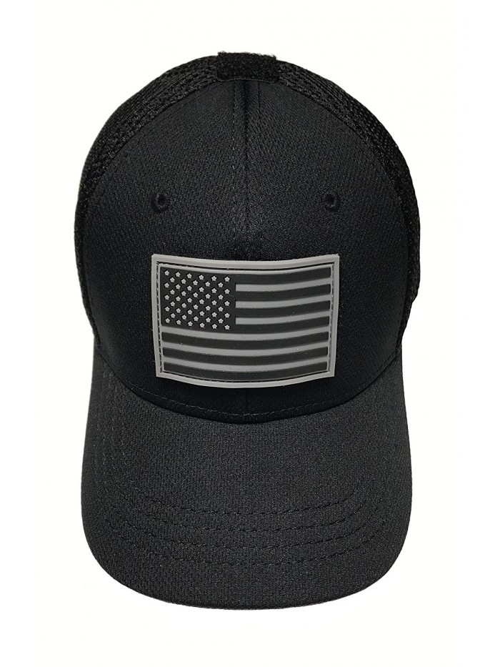 Condor Flex Mesh Cap- Black + Flag & Warrior Patch- Fitted Tactical ...