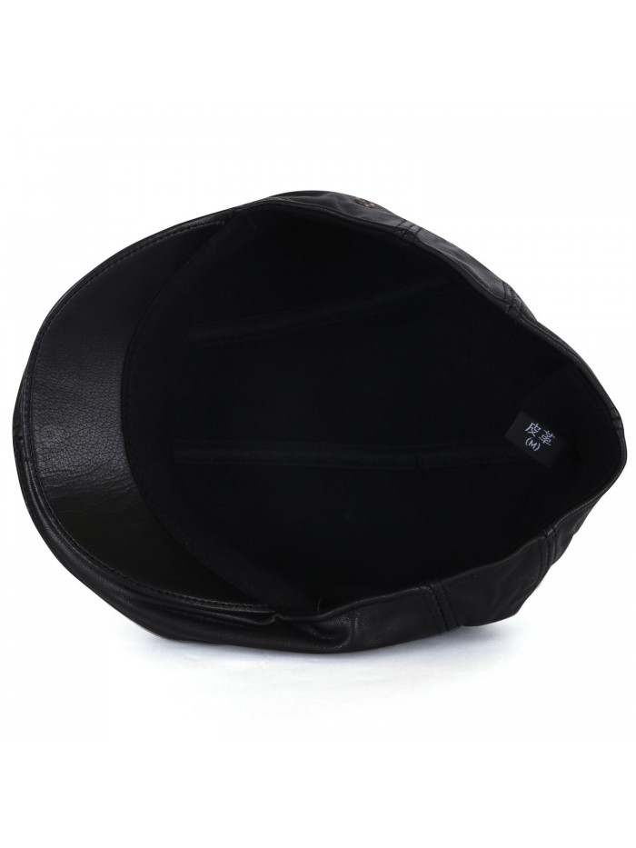 Genuine Leather Newsboy Flat Cap Cabbie Gatsby ivy Driver Hunting Hat ...