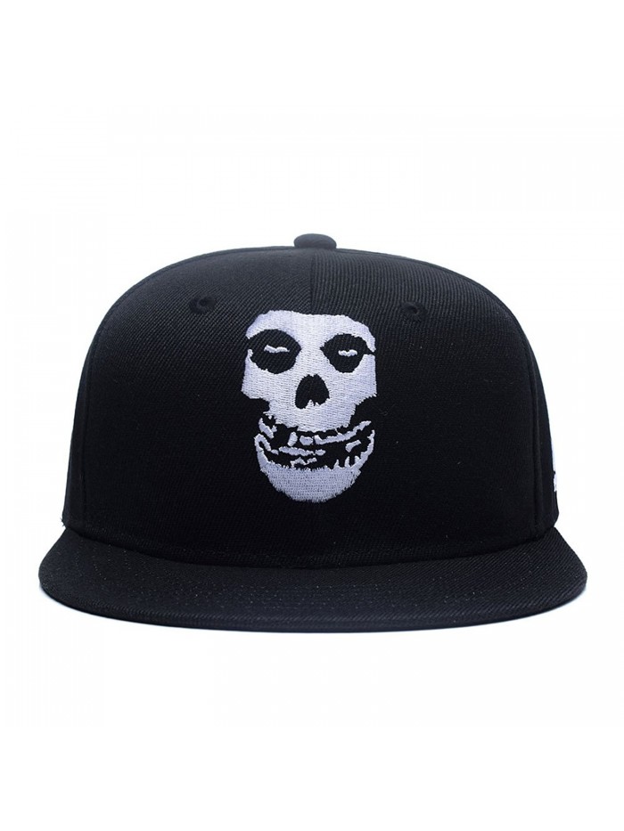 Skull Skeleton Baseball Cap- Men Solid Flat Bill Adjustable Snapback ...