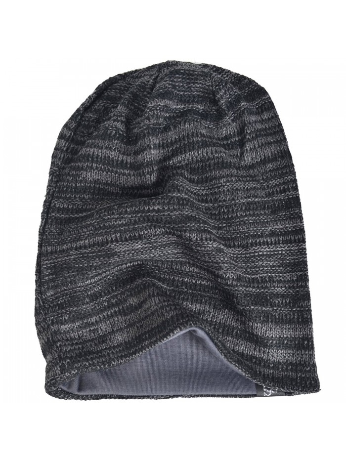 Mens Slouchy Knit Oversized Beanie Skull Caps Hat - Black - CZ12MX6JCDW