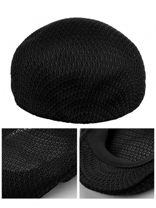 Unisex Duck Bill Mesh Weaved Newsboy Ivy Cap - Black - CU17YI8YGU8