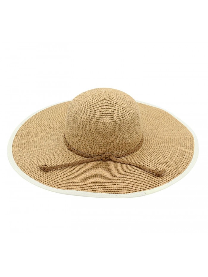 Women's Summer Straw Sun Hat Floppy Large Wide Brim Beach Cap - Khkai ...
