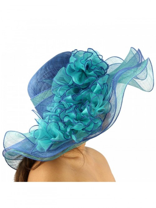 Summer Ruffle Floral Kentucky Derby 7" Wide Brim Layer Floppy Floral ...