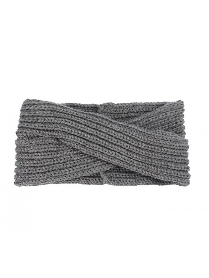 Wiipu Knitted Twisted Headband Ear Warmer Head Wrap Headband (N1288) - Dark Gray - CG120P3T2TN