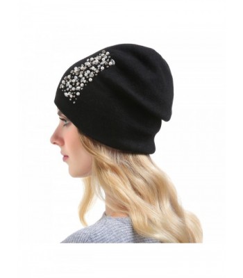 Womens Cashmere Hats Rhinestones Oversized in Women's Skullies & Beanies