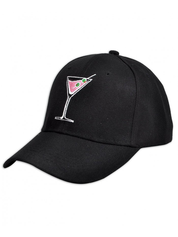 Martini Drink Cocktail Embroidered Baseball Cap - C512DSGRVXD