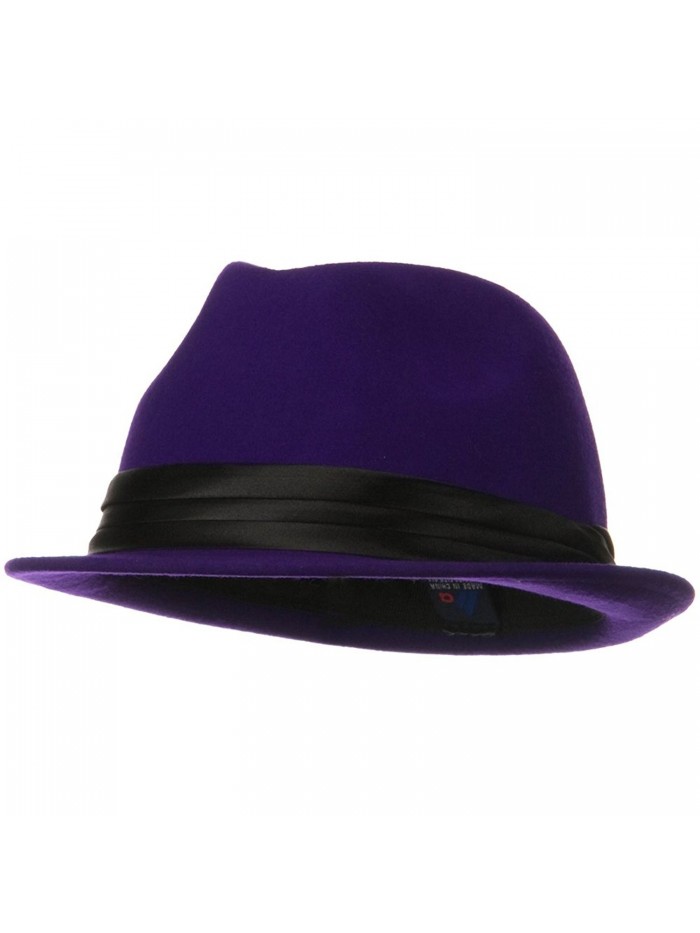 Ladies Wool Felt Fedora Hat - Purple - CX1190QL6YV