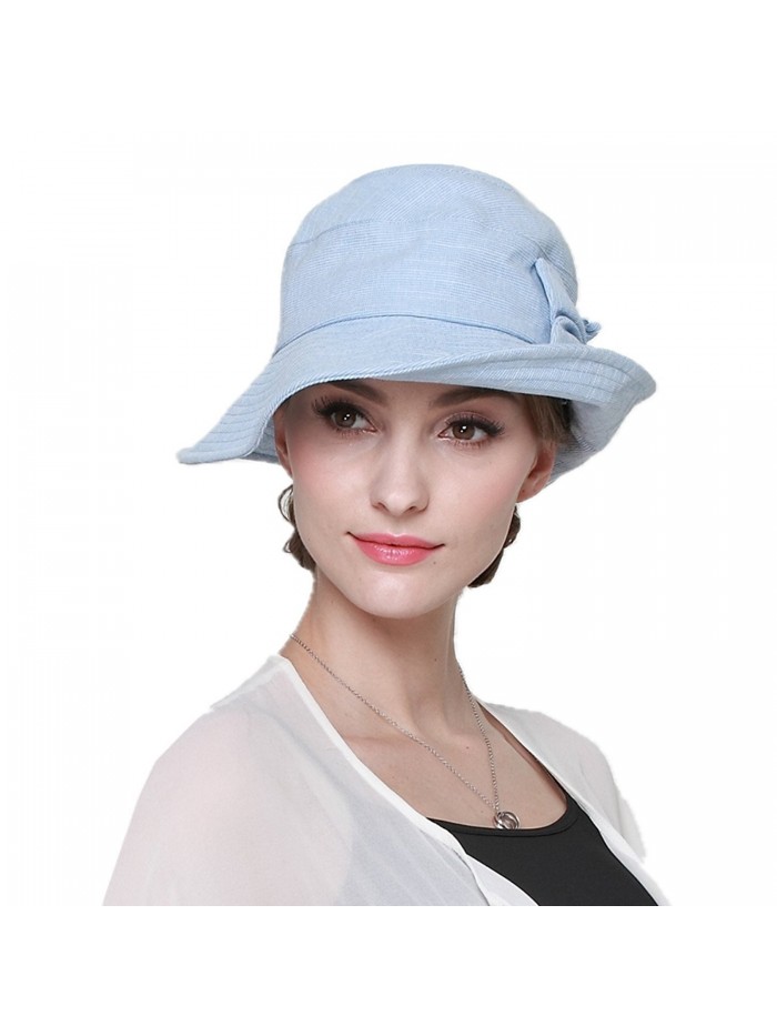Women's Shapable Medium Brim Cotton Bucket Sun Hat With Bowknot Hat ...