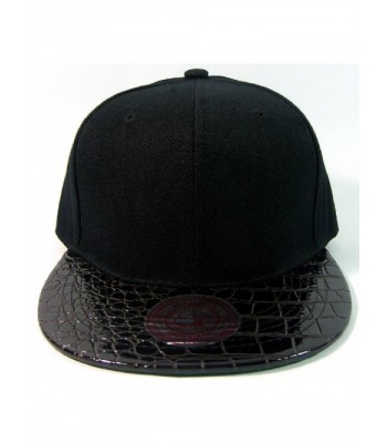 Black Alligator Faux Skin Snapback Hat Cap Flat Bill - C211IRA4CY1